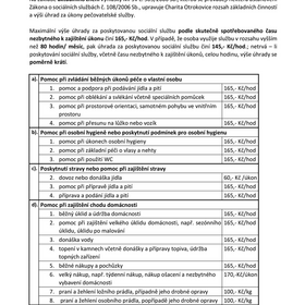 CHPS: Ceník pečovatelské služby