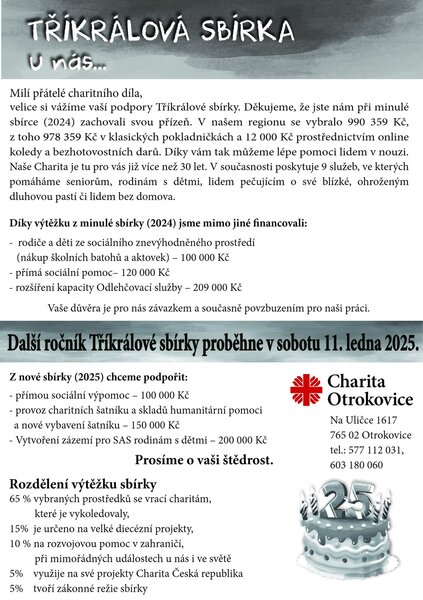 Tříkrálová sbírka 2025- leták, 2.strana