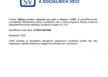 Nákup nového vybavení pro péči o klienty v CHD